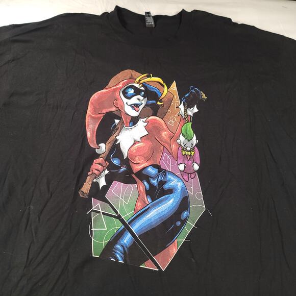 DC Harley Quinn Short Sleeve Graphic Crew Neck T Shirt Mens Size 2XL Black - Picture 1 of 9